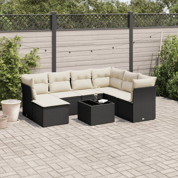 Matgrupp För Trädgården Med Dynor 8 Delar Beige Konstrotting
