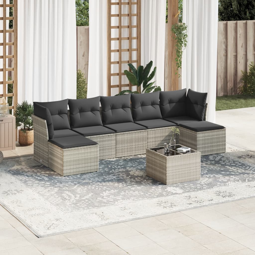Matgrupp För Trädgården Med Dynor 7 Delar Beige Konstrotting