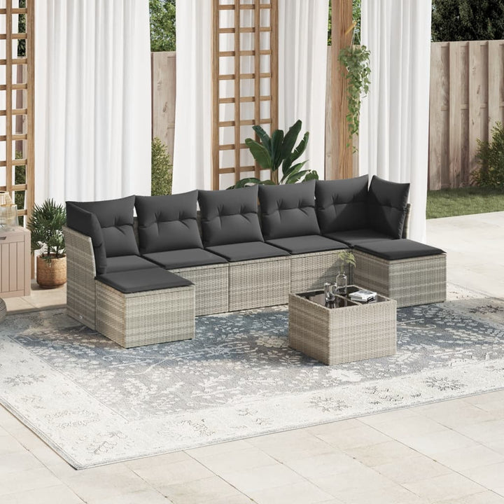 Matgrupp För Trädgården Med Dynor 7 Delar Beige Konstrotting