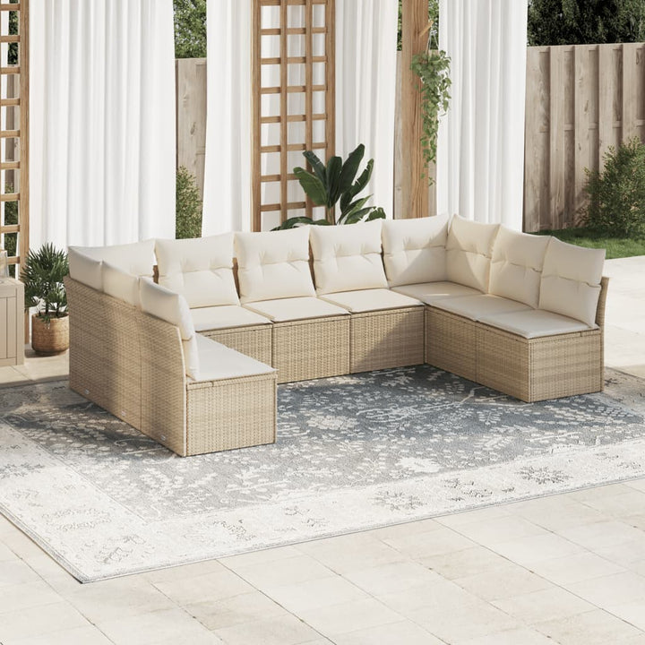 Soffgrupp För Trädgården Med Dynor 9 Delar Beige Konstrotting