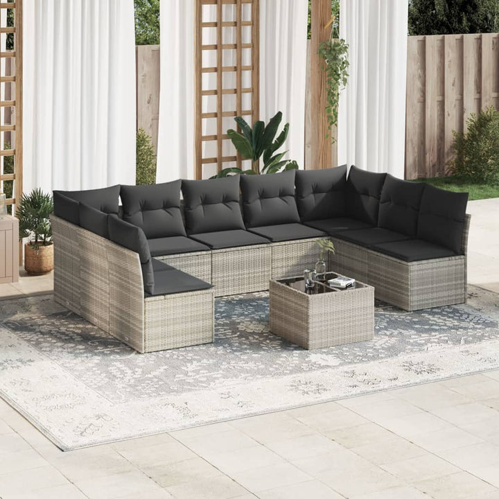 Soffgrupp För Trädgården Med Dynor 9 Delar Beige Konstrotting