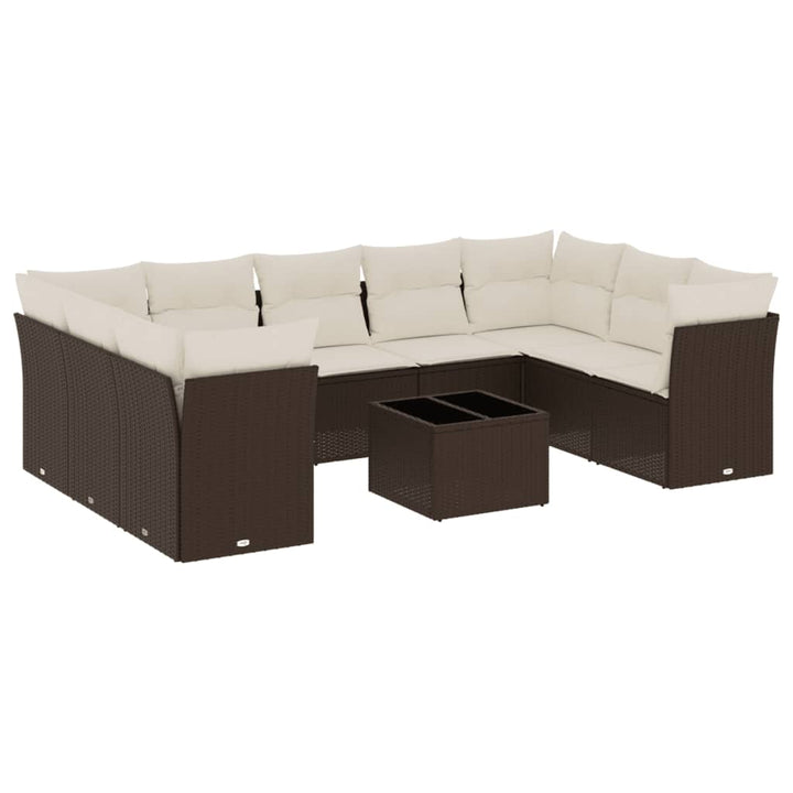 Loungegrupp 10 Delar Med Brun Dynor Konstrotting