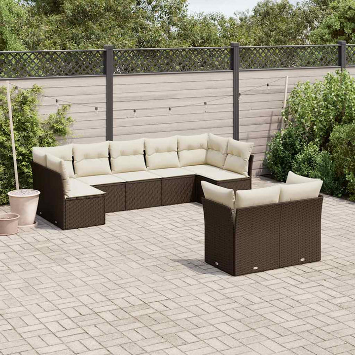 Soffgrupp För Trädgård Med Dynor 10 Delar Beige Konstrotting