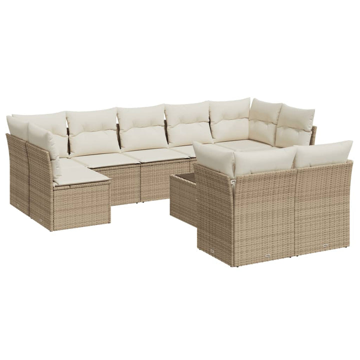 Soffgrupp För Trädgård Med Dynor 10 Delar Beige Konstrotting