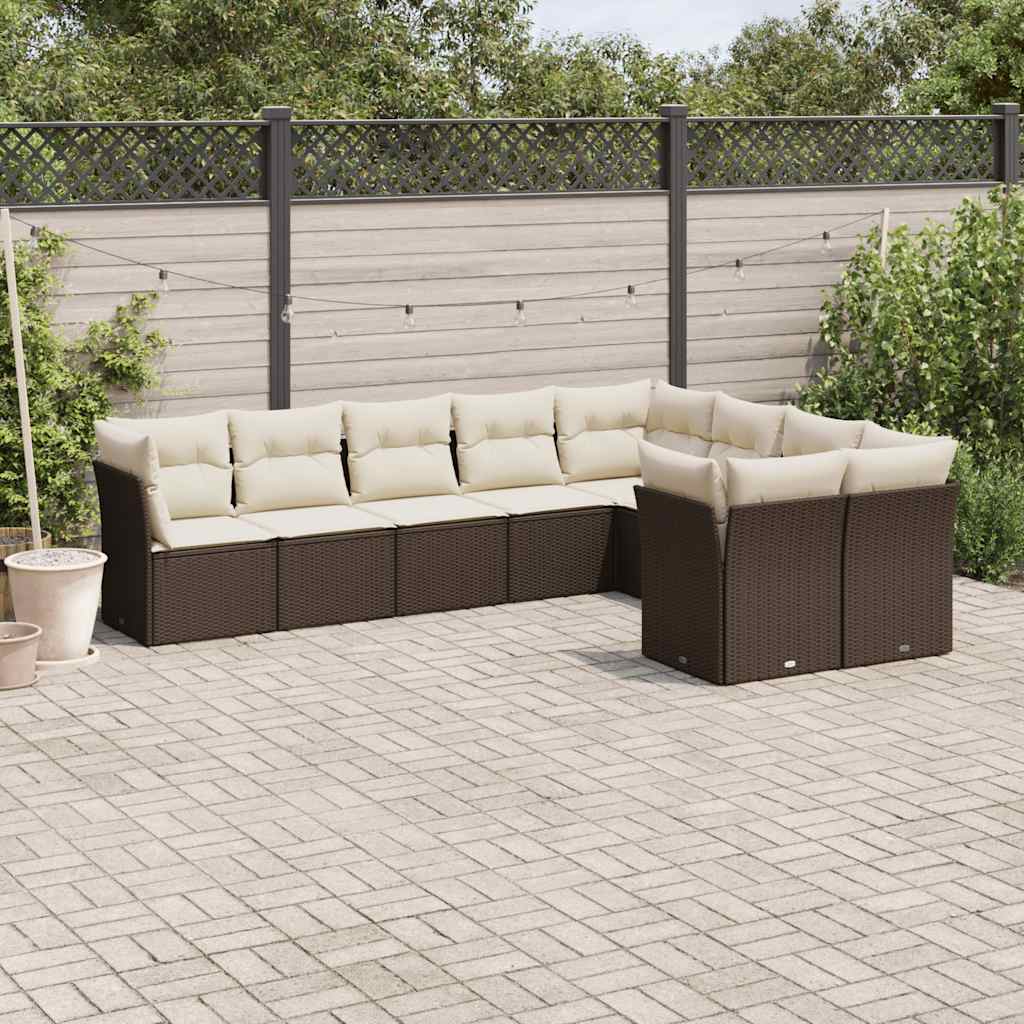 Soffgrupp För Trädgård Med Dynor 10 Delar Beige Konstrotting