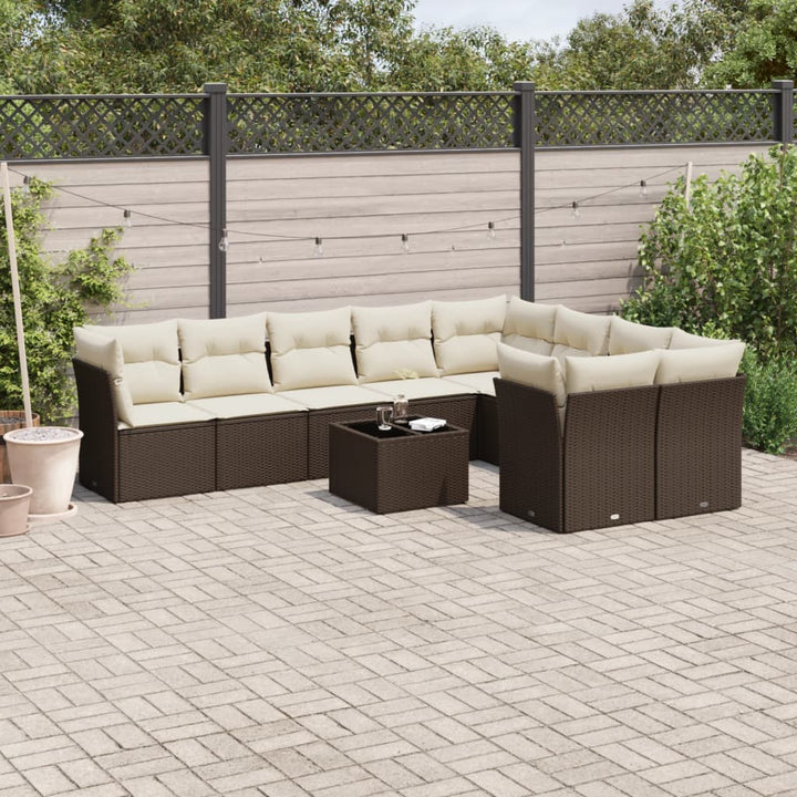 Soffgrupp För Trädgård Med Dynor 10 Delar Beige Konstrotting