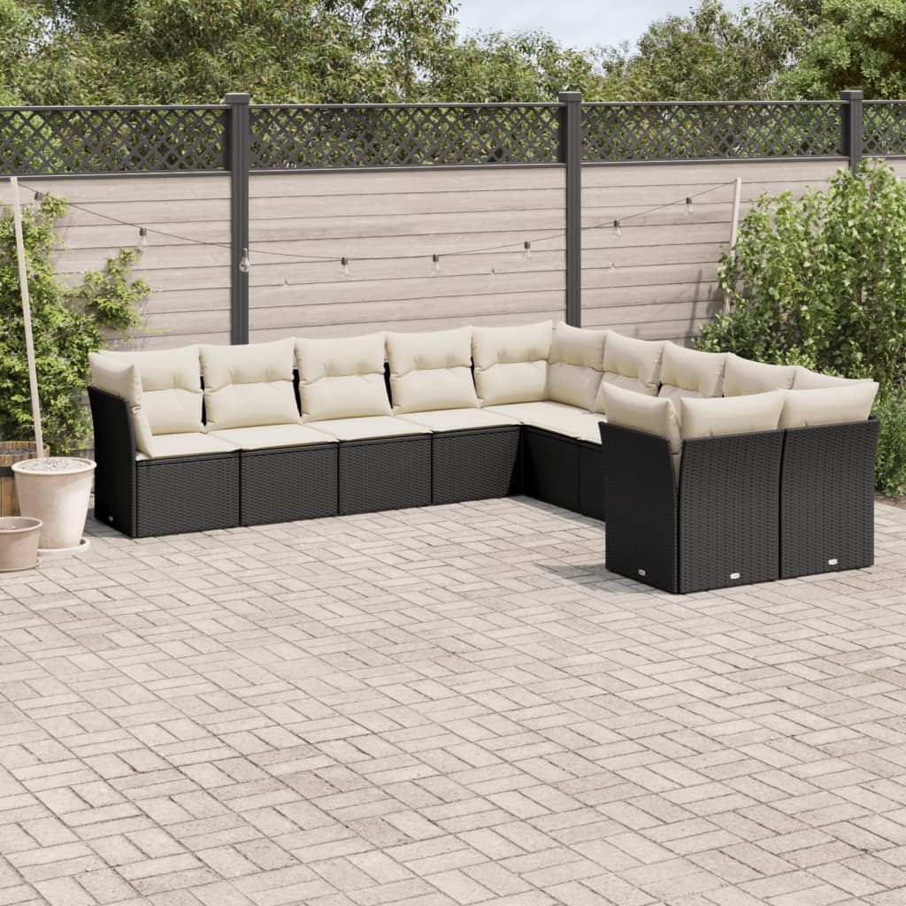 Loungegrupp För Trädgården M. Dynor 11 Delar Beige Konstrotting