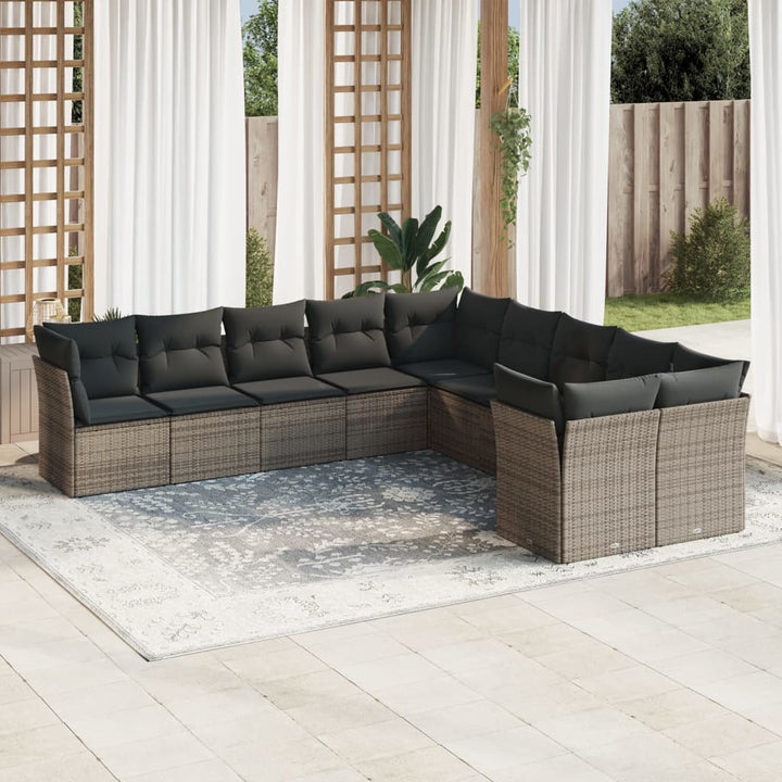 Loungegrupp För Trädgården M. Dynor 11 Delar Beige Konstrotting