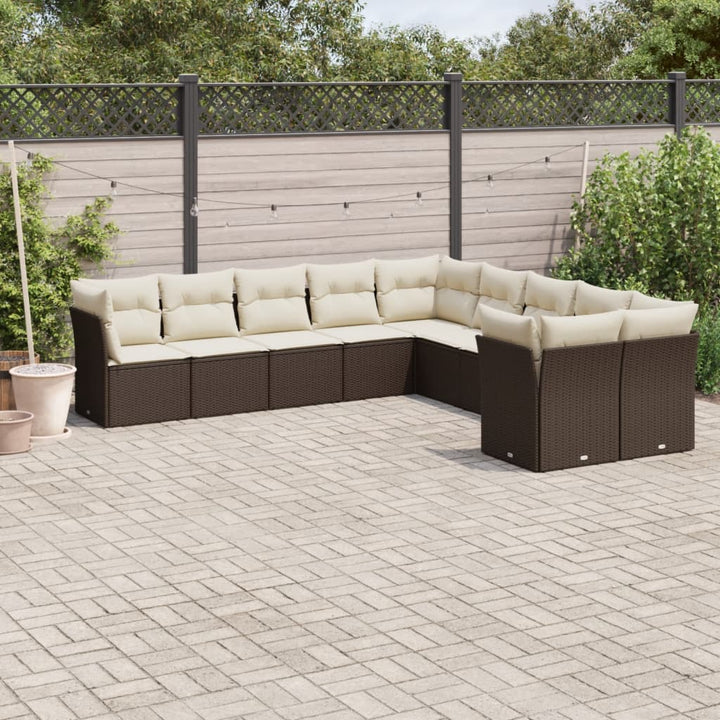 Loungegrupp För Trädgården M. Dynor 11 Delar Beige Konstrotting