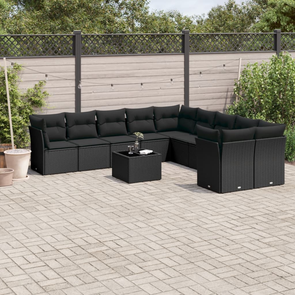 Loungegrupp För Trädgården M. Dynor 11 Delar Beige Konstrotting