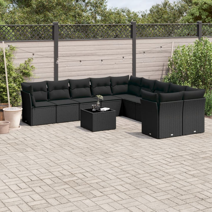 Loungegrupp För Trädgården M. Dynor 11 Delar Beige Konstrotting