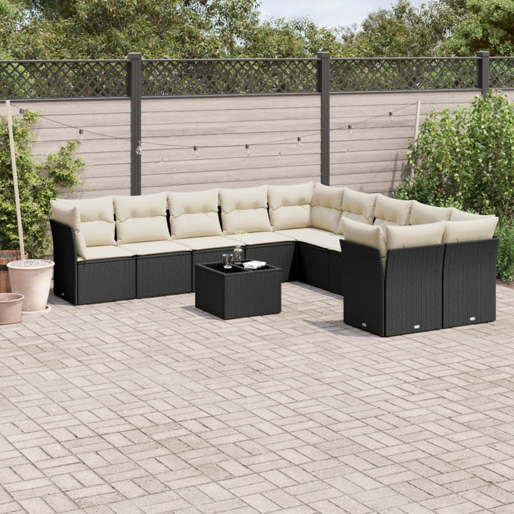Loungegrupp För Trädgården M. Dynor 11 Delar Beige Konstrotting