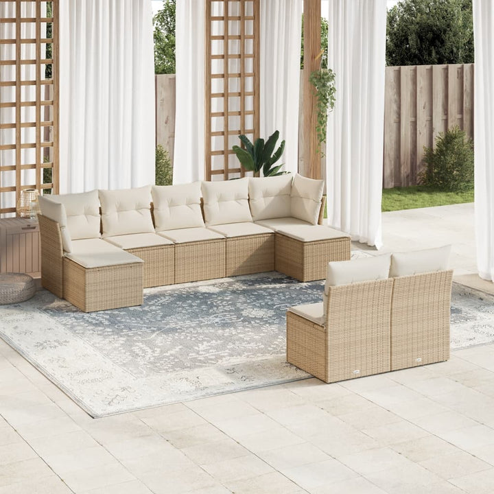 Soffgrupp För Trädgården Med Dynor 9 Delar Beige Konstrotting