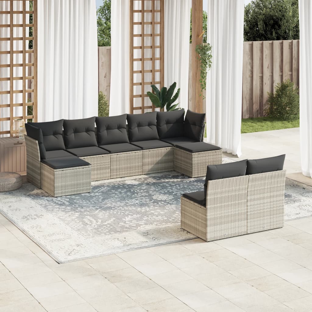 Soffgrupp För Trädgården Med Dynor 9 Delar Beige Konstrotting
