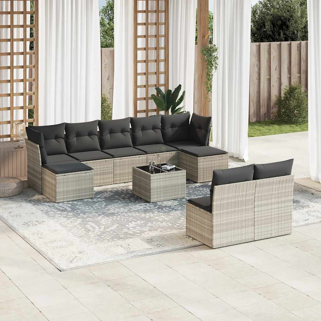 Soffgrupp För Trädgården Med Dynor 9 Delar Beige Konstrotting