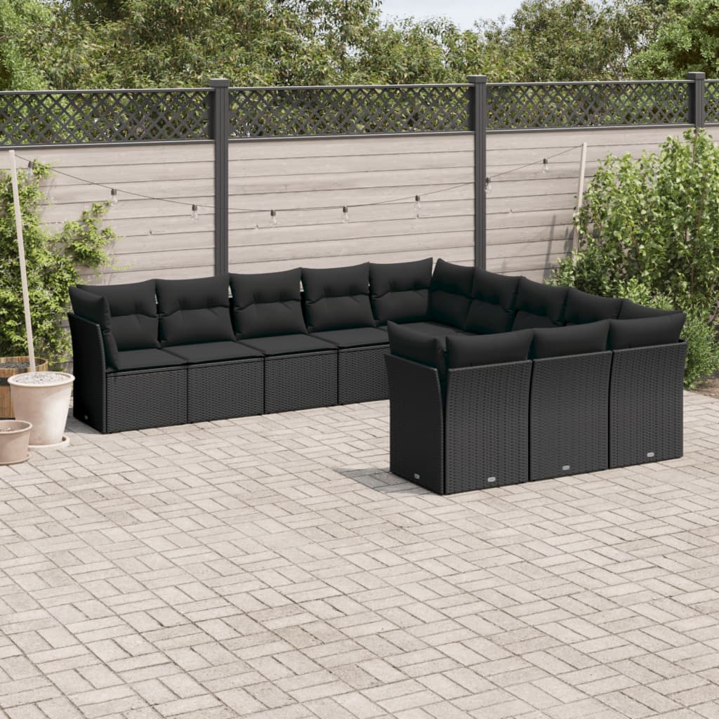 Loungegrupp För Trädgården M. Dynor 11 Delar Beige Konstrotting