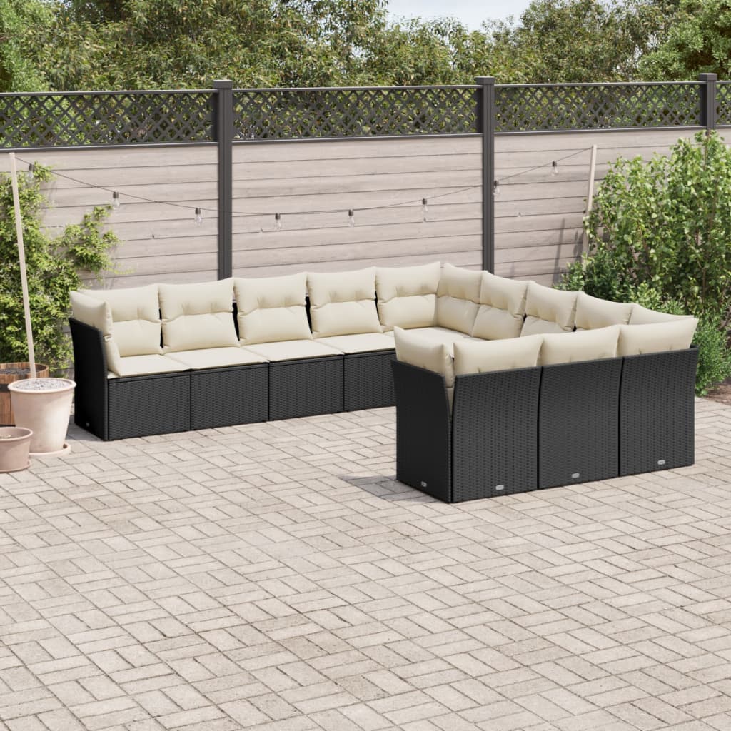 Loungegrupp För Trädgården M. Dynor 11 Delar Beige Konstrotting