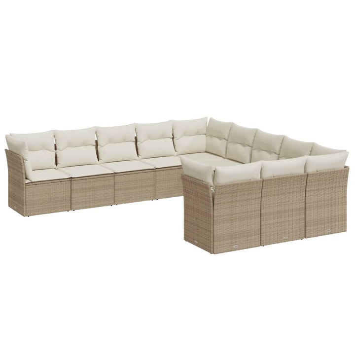 Loungegrupp För Trädgården M. Dynor 11 Delar Beige Konstrotting