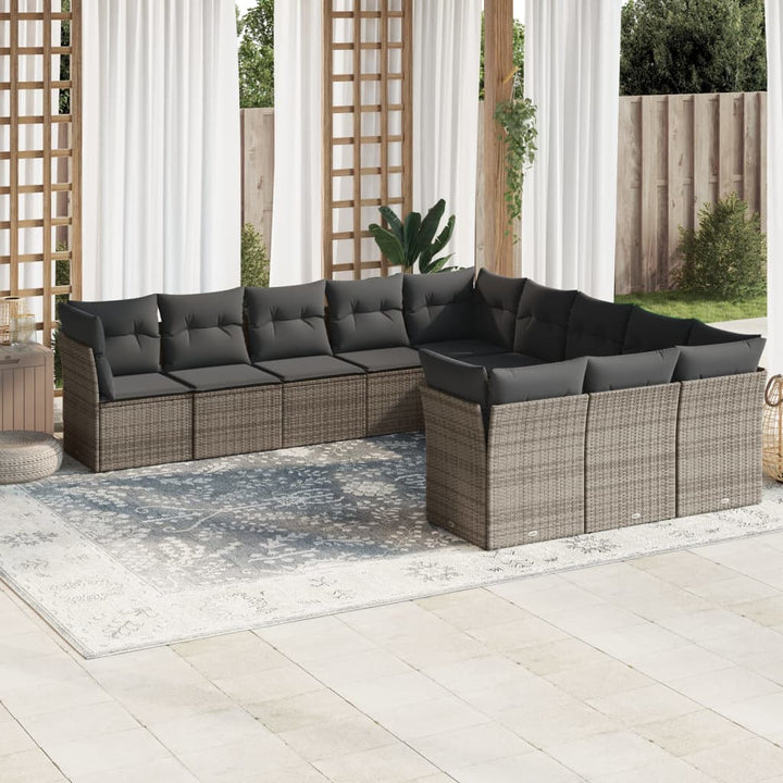 Loungegrupp För Trädgården M. Dynor 11 Delar Beige Konstrotting