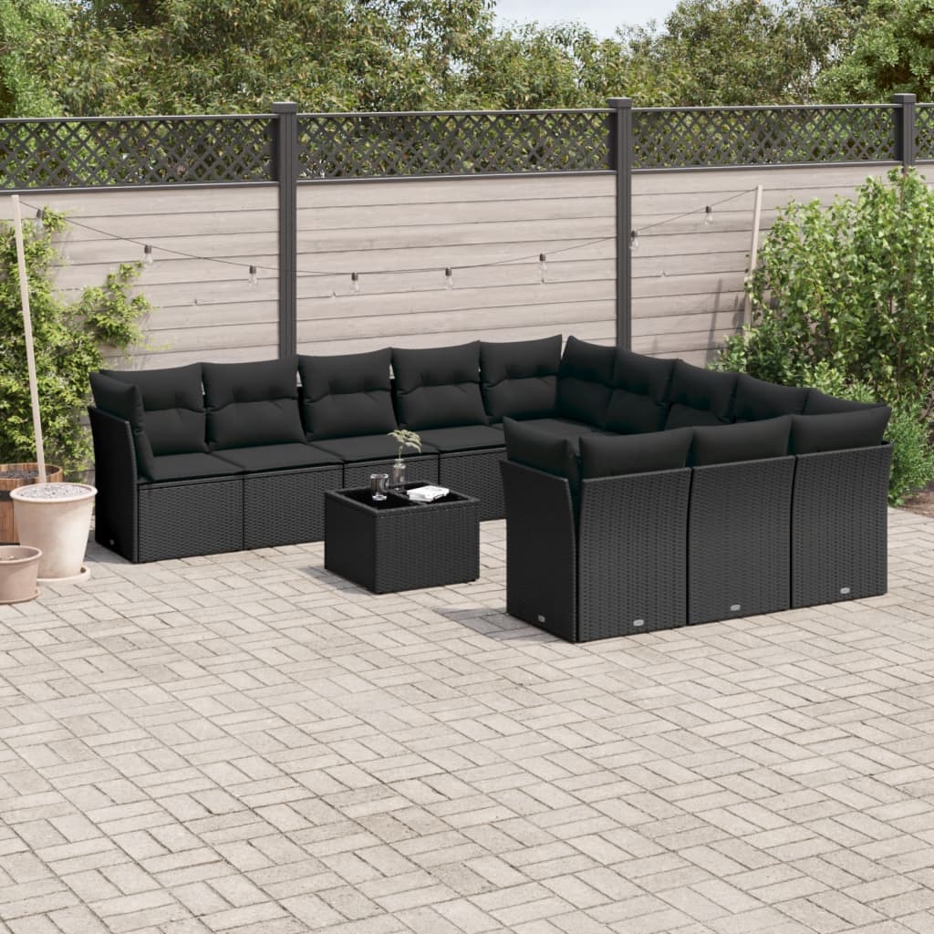 Loungegrupp För Trädgården M. Dynor 11 Delar Beige Konstrotting