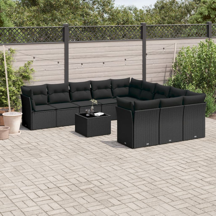 Loungegrupp För Trädgården M. Dynor 11 Delar Beige Konstrotting
