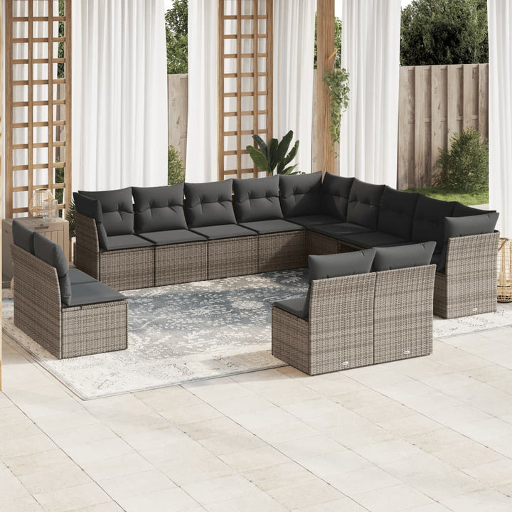 Loungegrupp För Trädgården M. Dynor 11 Delar Beige Konstrotting