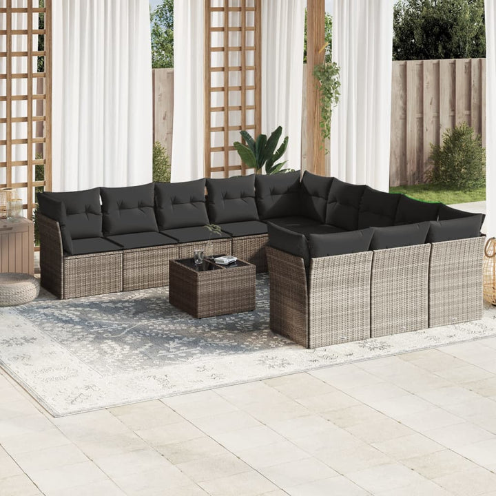 Loungegrupp För Trädgården M. Dynor 11 Delar Beige Konstrotting