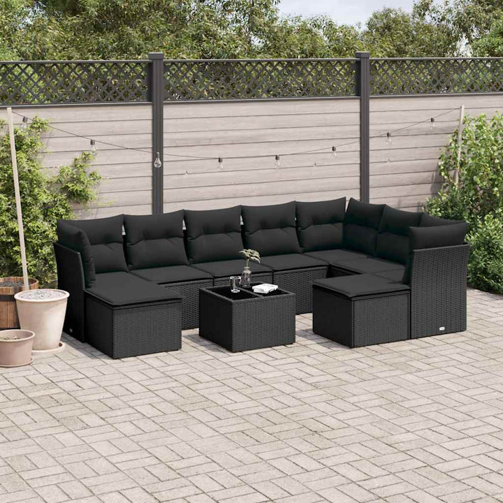 Soffgrupp För Trädgården Med Dynor 9 Delar Beige Konstrotting