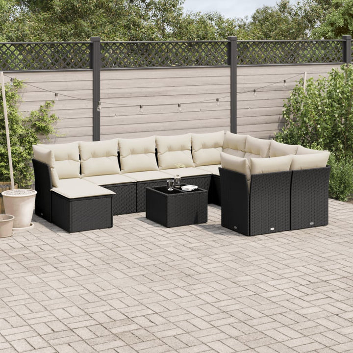 Loungegrupp För Trädgården M. Dynor 11 Delar Beige Konstrotting