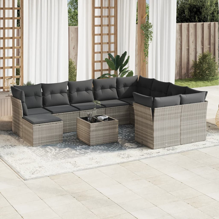 Loungegrupp För Trädgården M. Dynor 11 Delar Beige Konstrotting
