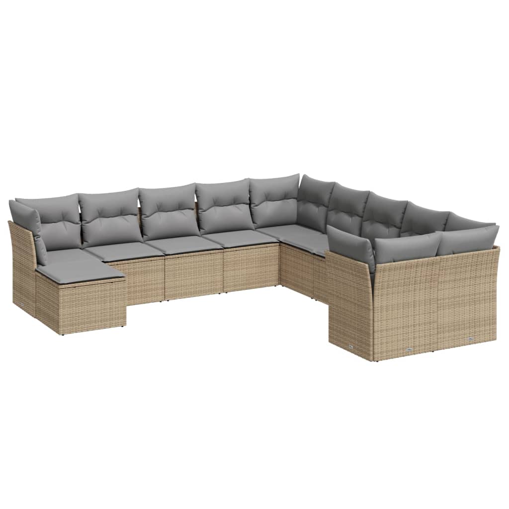 Loungegrupp För Trädgården M. Dynor 11 Delar Beige Konstrotting