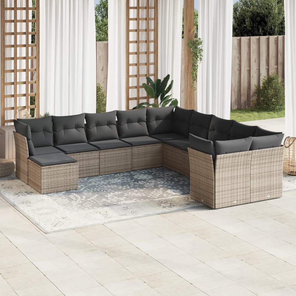 Loungegrupp För Trädgården M. Dynor 11 Delar Beige Konstrotting