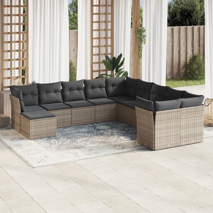 Loungegrupp För Trädgården M. Dynor 11 Delar Beige Konstrotting