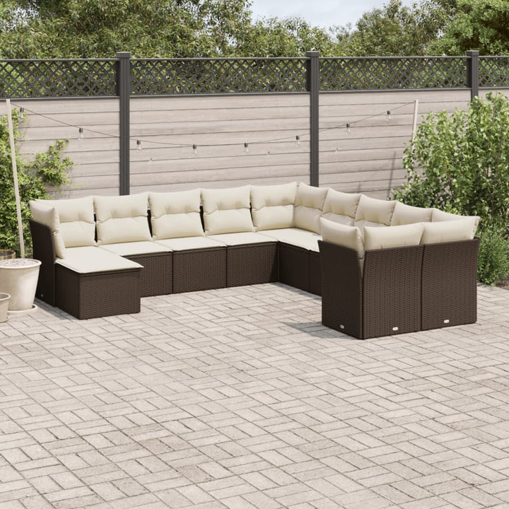 Loungegrupp För Trädgården M. Dynor 11 Delar Beige Konstrotting