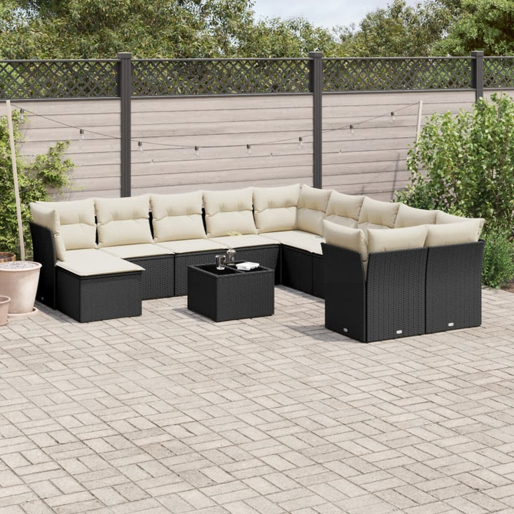 Loungegrupp För Trädgården M. Dynor 11 Delar Beige Konstrotting
