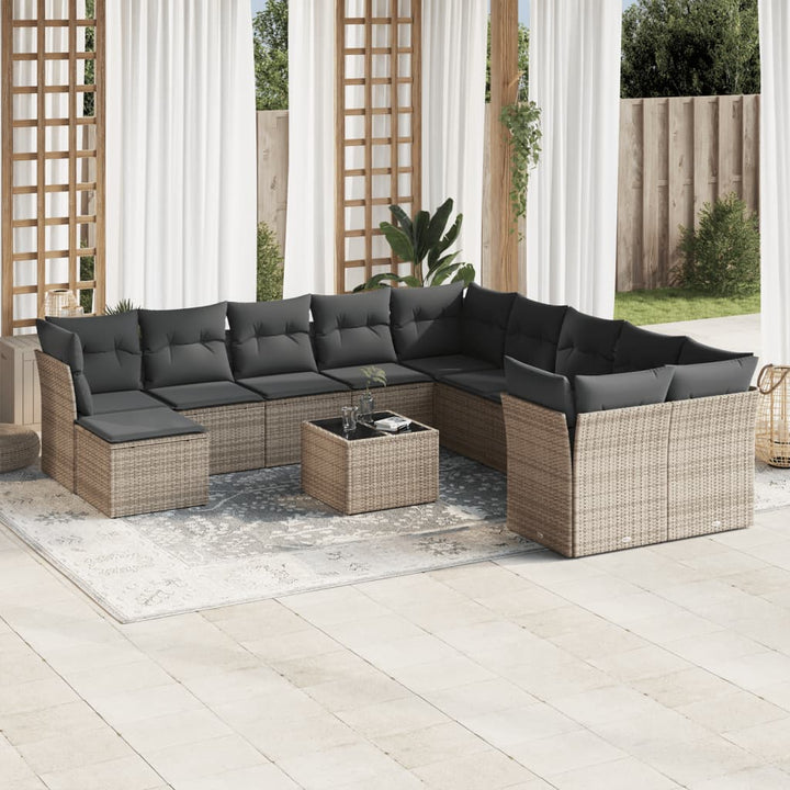 Loungegrupp För Trädgården M. Dynor 11 Delar Beige Konstrotting