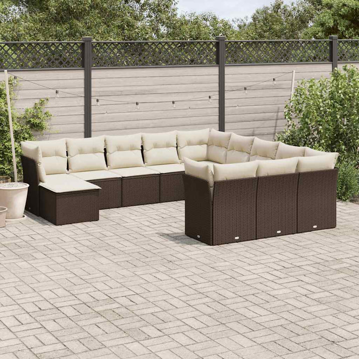 Soffgrupp För Trädgården 12 Delar Med Dynor Beige Konstrotting