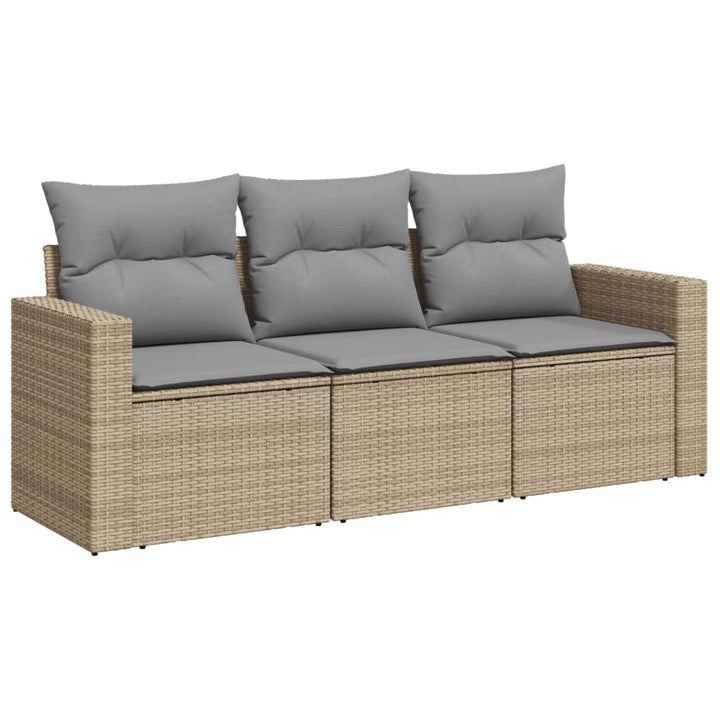 Soffgrupp För Trädgården 3 Delar Med Dynor Beige Konstrotting