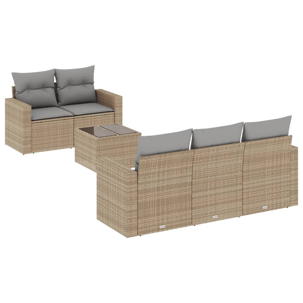 Soffgrupp För Trädgården Med Dynor 6 Delar Beige Konstrotting