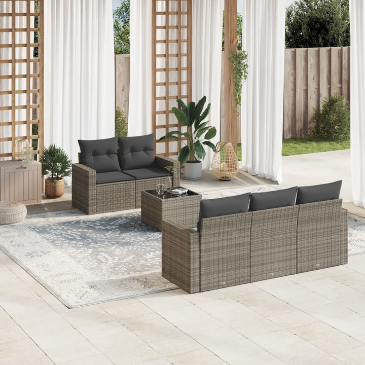 Soffgrupp För Trädgården Med Dynor 6 Delar Beige Konstrotting