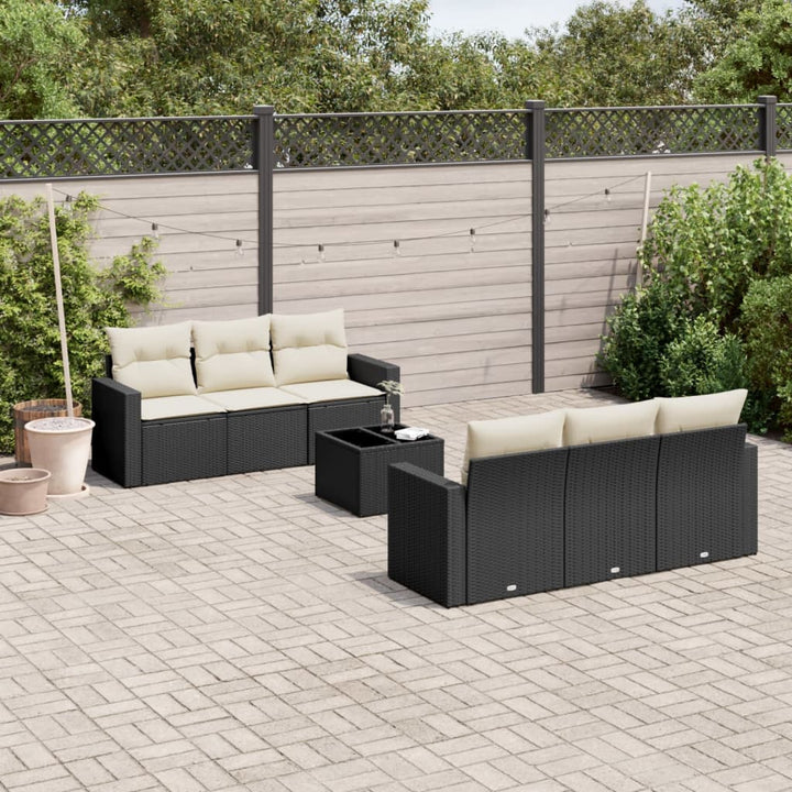 Matgrupp För Trädgården Med Dynor 7 Delar Beige Konstrotting