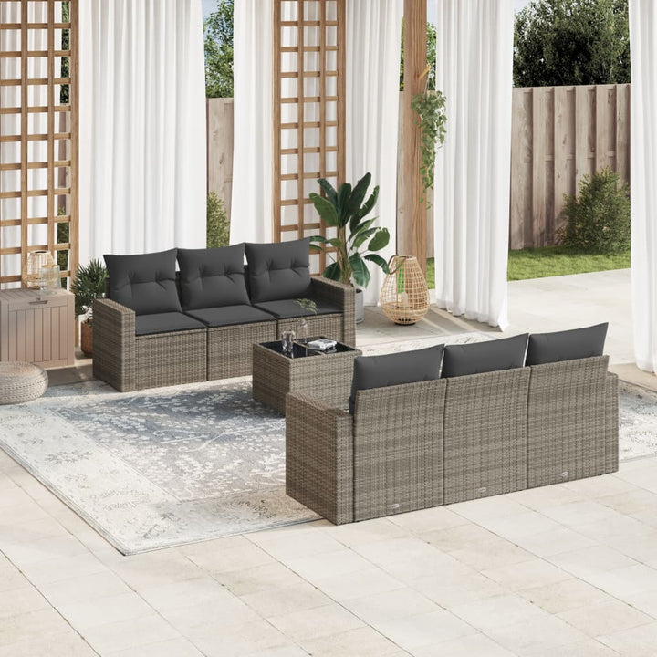 Matgrupp För Trädgården Med Dynor 7 Delar Beige Konstrotting