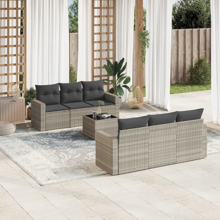 Matgrupp För Trädgården Med Dynor 7 Delar Beige Konstrotting