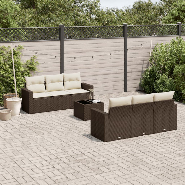 Matgrupp För Trädgården Med Dynor 7 Delar Beige Konstrotting