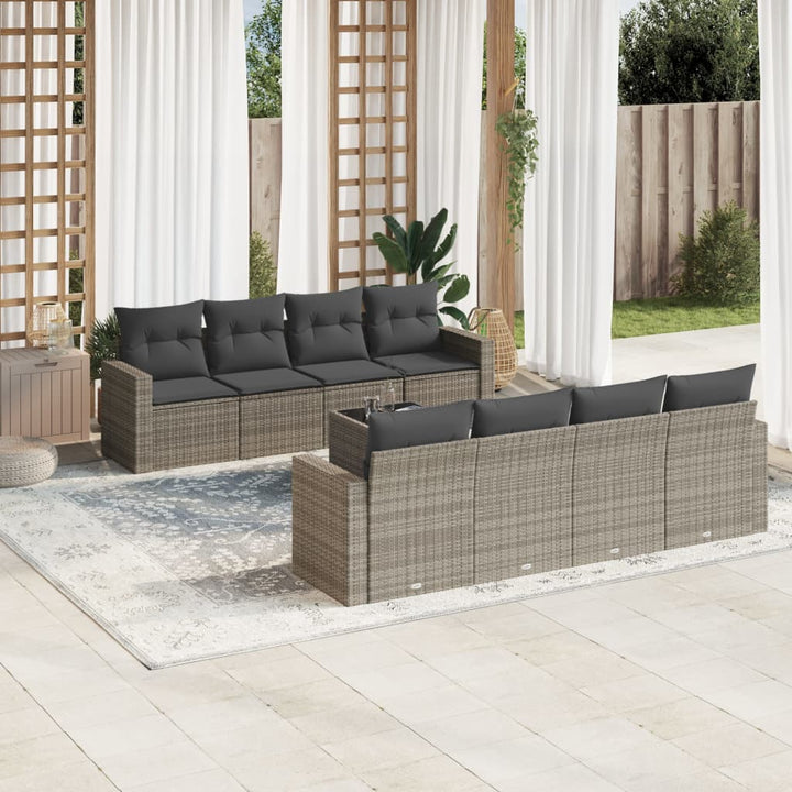 Soffgrupp För Trädgården Med Dynor 9 Delar Beige Konstrotting
