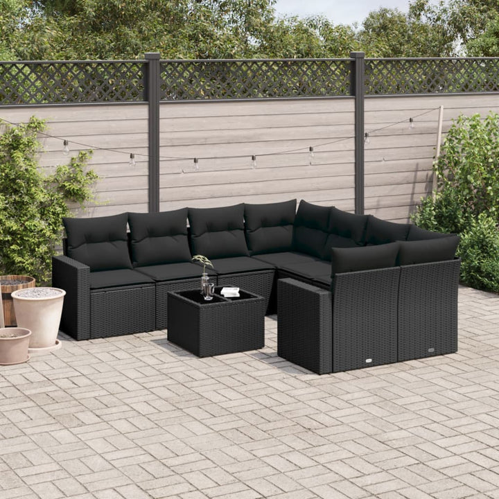 Soffgrupp För Trädgården Med Dynor 9 Delar Beige Konstrotting