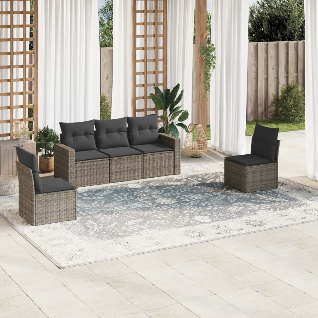 Soffgrupp För Trädgården Med Dynor 6 Delar Beige Konstrotting