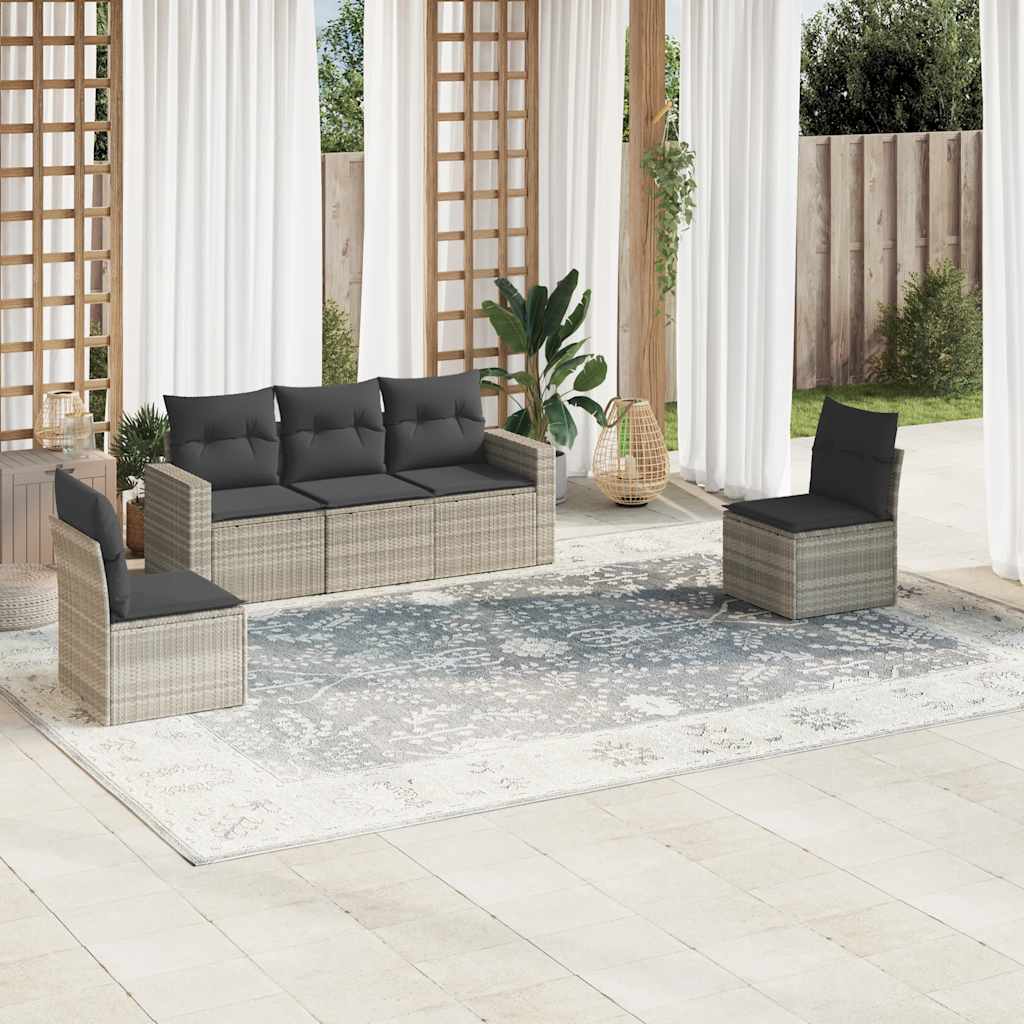 Soffgrupp För Trädgården Med Dynor 6 Delar Beige Konstrotting