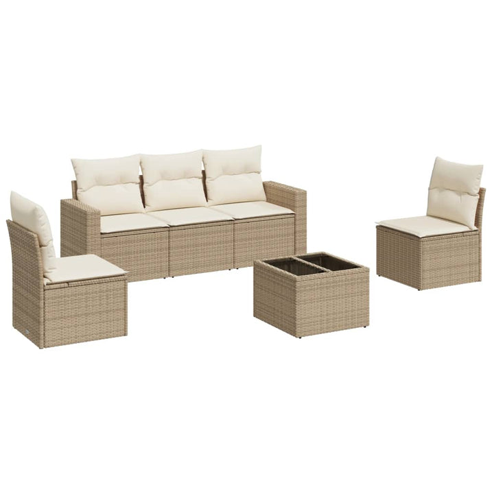 Soffgrupp För Trädgården Med Dynor 6 Delar Beige Konstrotting