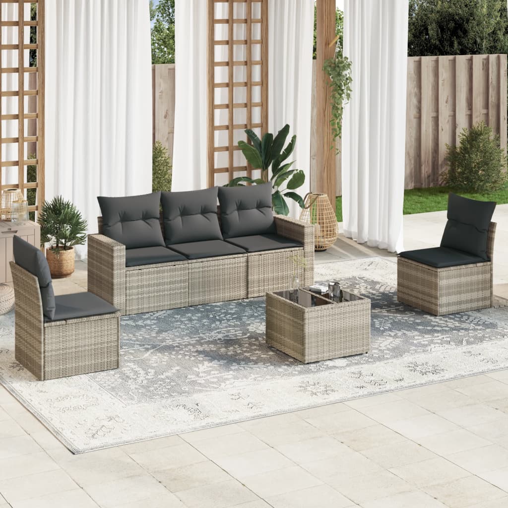 Soffgrupp För Trädgården Med Dynor 6 Delar Beige Konstrotting